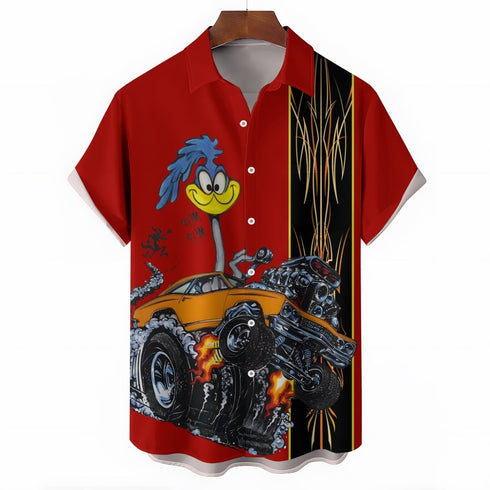 Men's Christmas Cartoon Funny Graphic Short Sleeve Hawaiian Shirt